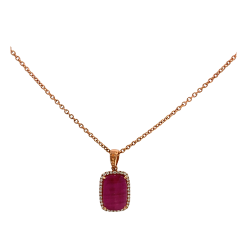 14K Rose Gold 4.00ctw Ruby and 0.17ctw Diamond Pendant
