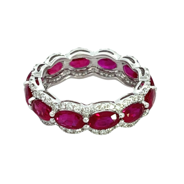 18K White Gold 3.96ctw Ruby and 0.39ctw Diamond Ring