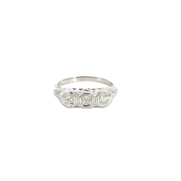 18K White Gold 1/3ctw Old Euro Diamond Vintage Ring