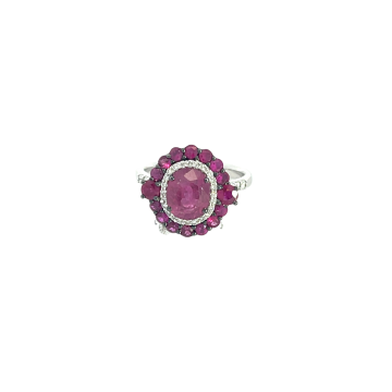 18K White Gold Ring with 0.62ctw Diamonds and 3.09ctw Rubies