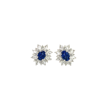 18K White Gold Earrings with 2.05ctw Diamonds and 2.28ctw Sapphires