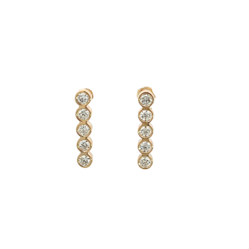 14K Yellow Gold 1.42ctw Diamond Bezel Bar Drop Earrings