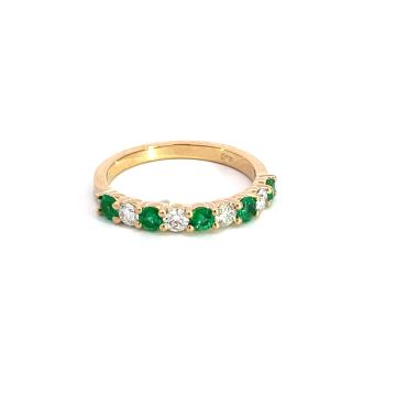 14K Yellow Gold Ring with 0.37ctw Diamonds and 0.53ctw Emeralds