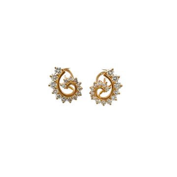 18K Yellow Gold 2/1ctw Diamond Swirl Earrings