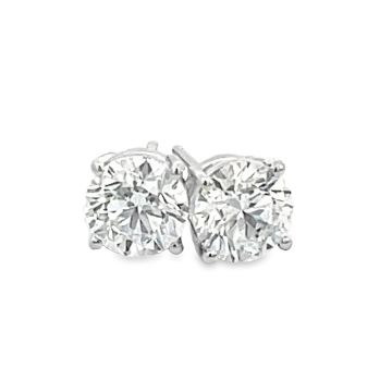 14K White Gold 4.08ctw Diamond stud Earrings GIA 1232677143 Round 2.05 JI1 EXEXEX Medium, 5172444281 Round 2.03 ISI2 VGGDEX Fair