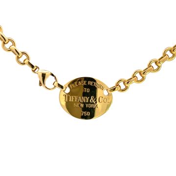 Tiffany & Co. 18K Gold Return to Tiffany Oval Tag Necklace