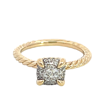 18K Yellow Gold .15ctw Diamond David Yurman Petite Chatelaine Ring
with Pavé Diamonds, 7mm