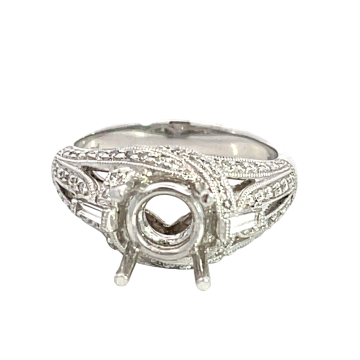 18K White Gold 3/8ctw Diamond Semi Mount Ring