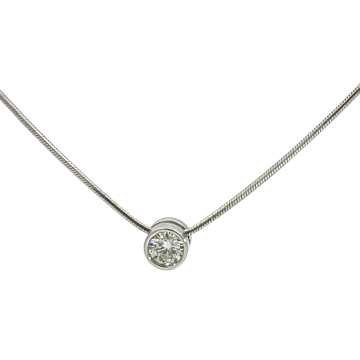 14K White Gold 1/2ct Bezel solitaire Necklace
