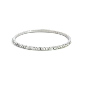 14K White Gold 1 1/2ctw Diamond Bangle Bracelet
