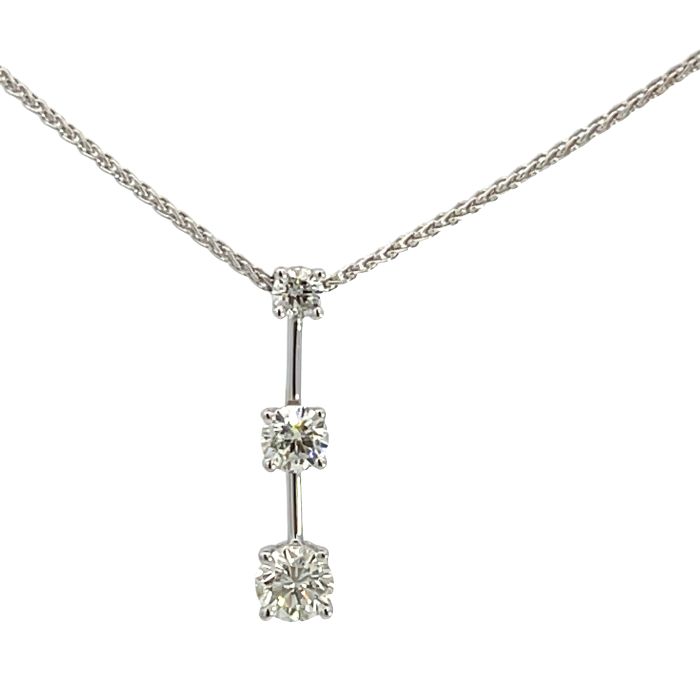 18K White Gold 1/1ctw Diamond 3 Stone Pendant 18K White Gold 1/1ctw Diamond 3 Stone Pendant