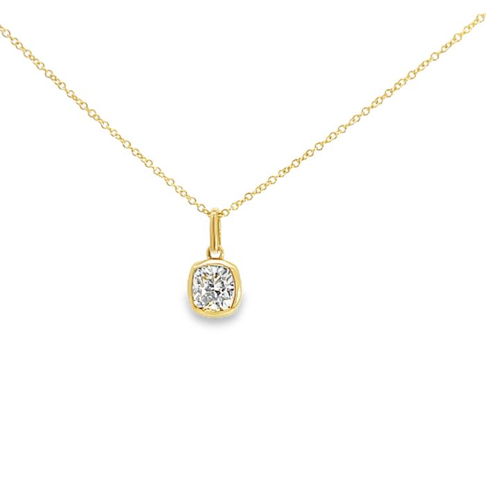 18K Yellow Gold 1.02ctw Diamond Cushion Bezel Pendant 18K Yellow Gold 1.02ctw Diamond Cushion Bezel Pendant