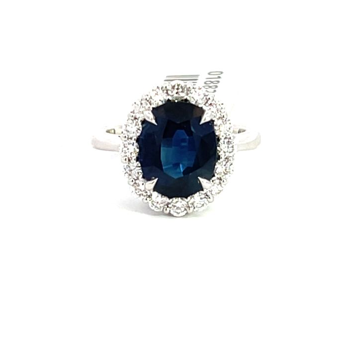 18K White Gold 0.78ctw Diamonds and 4.57ctw Sapphire Ring 18K White Gold 0.78ctw Diamonds and 4.57ctw Sapphire Ring