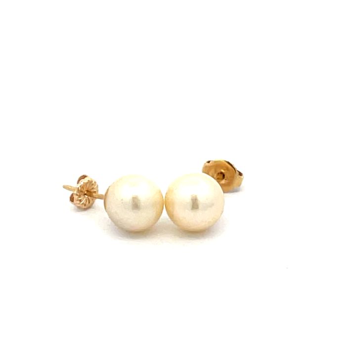 14K Yellow Gold 9mm Pearl Stud Earrings 14K Yellow Gold 9mm Pearl Stud Earrings
