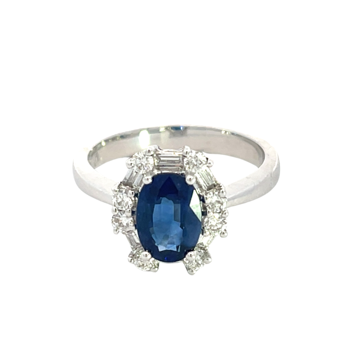 18K White Gold 1.60ctw Blue Sapphire and 0.50ctw Diamond Ring 18K White Gold 1.60ctw Blue Sapphire and 0.50ctw Diamond Ring