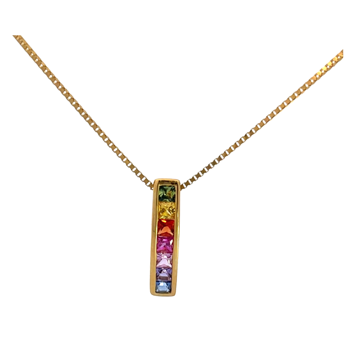 14K White Gold 0.84ctw Multi Sapphire Pendant 14K White Gold 0.84ctw Multi Sapphire Pendant