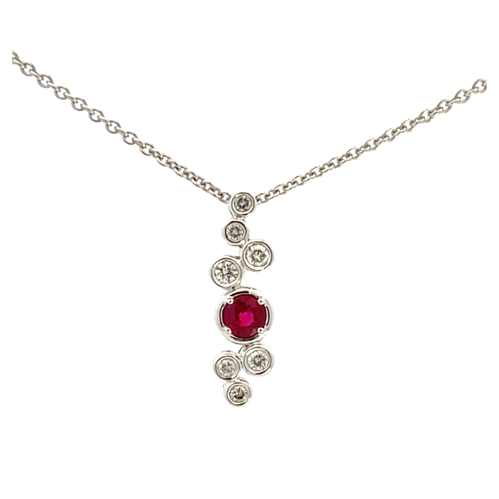 14K White Gold 0.38ctw Ruby and 0.24ctw Diamond Pendant 14K White Gold 0.38ctw Ruby and 0.24ctw Diamond Pendant