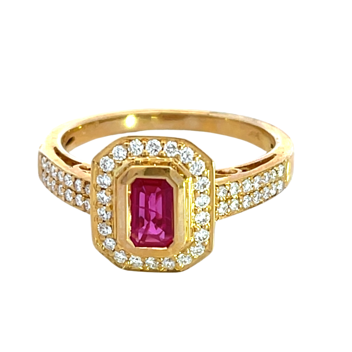 14K Yellow Gold 0.75ctw Ruby and 0.30ctw Diamond Ring 14K Yellow Gold 0.75ctw Ruby and 0.30ctw Diamond Ring