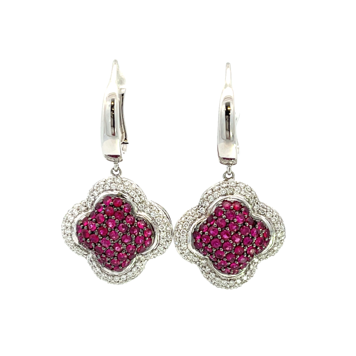 14K White Gold 2.58ctw Ruby and 1.00ctw Diamond Earrings 14K White Gold 2.58ctw Ruby and 1.00ctw Diamond Earrings