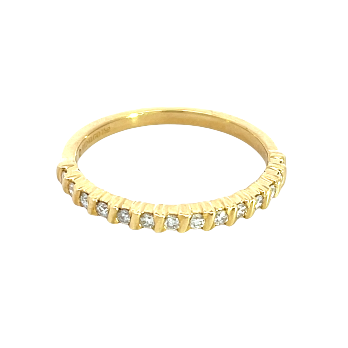 18K Yellow Gold 1/5ctw Diamond Bar Set Band Hidalgo 18K Yellow Gold 1/5ctw Diamond Bar Set Band Hidalgo