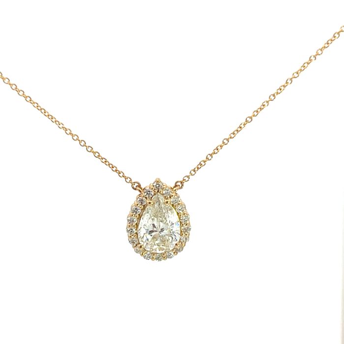 18K Yellow Gold 2.31ctw Diamond pendant with 2.01ctw Pear HI1 EXEX None GIA 6234339020 and 0.31ctw halo 18K Yellow Gold 2.31ctw Diamond pendant with 2.01ctw Pear HI1 EXEX None GIA 6234339020 and 0.31ctw halo