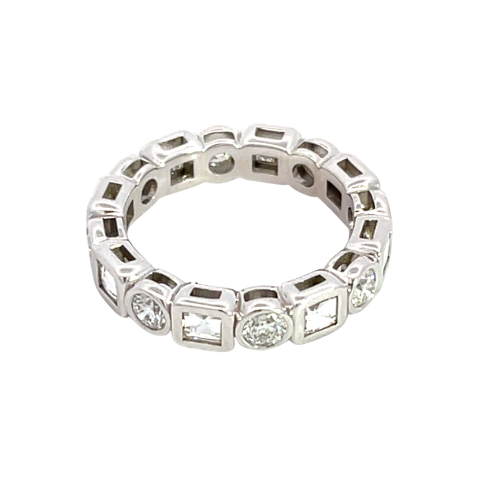 18K White Gold 2.00ctw Diamond Round and Princess Alternating Eternity Band 18K White Gold 2.00ctw Diamond Round and Princess Alternating Eternity Band