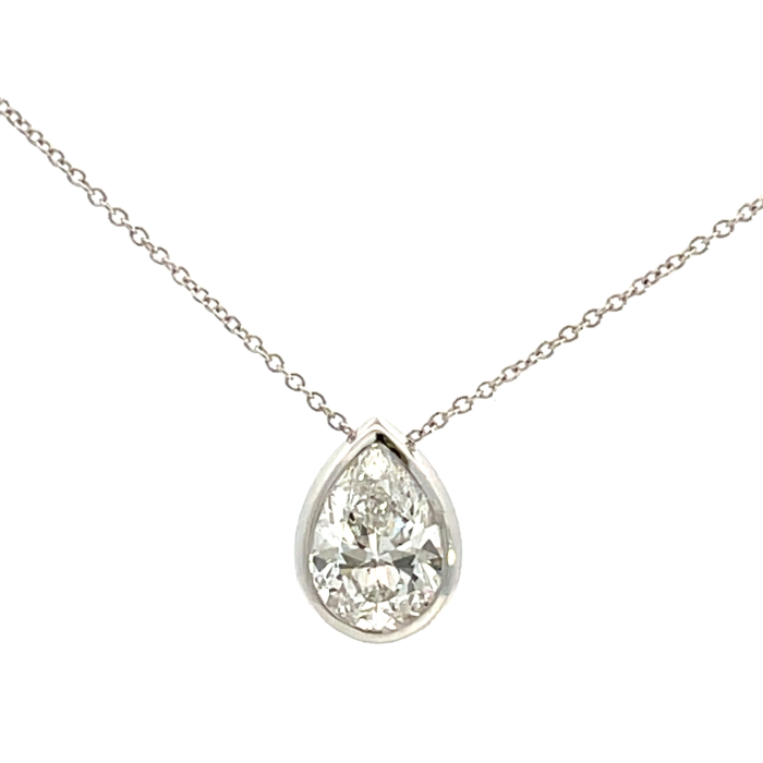 18K White Gold with GIA 6237677224 2.01 Pear DVS2 EXVG Faint Bezel slide pendant 18K White Gold with GIA 6237677224 2.01 Pear DVS2 EXVG Faint Bezel slide pendant
